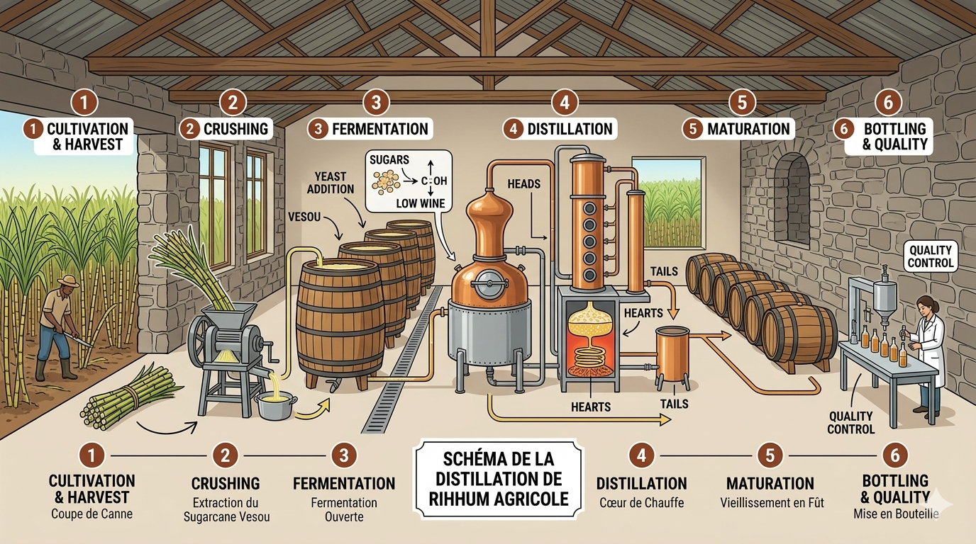 Fabrication du Rhum Agricole : De la Canne à la Bouteille